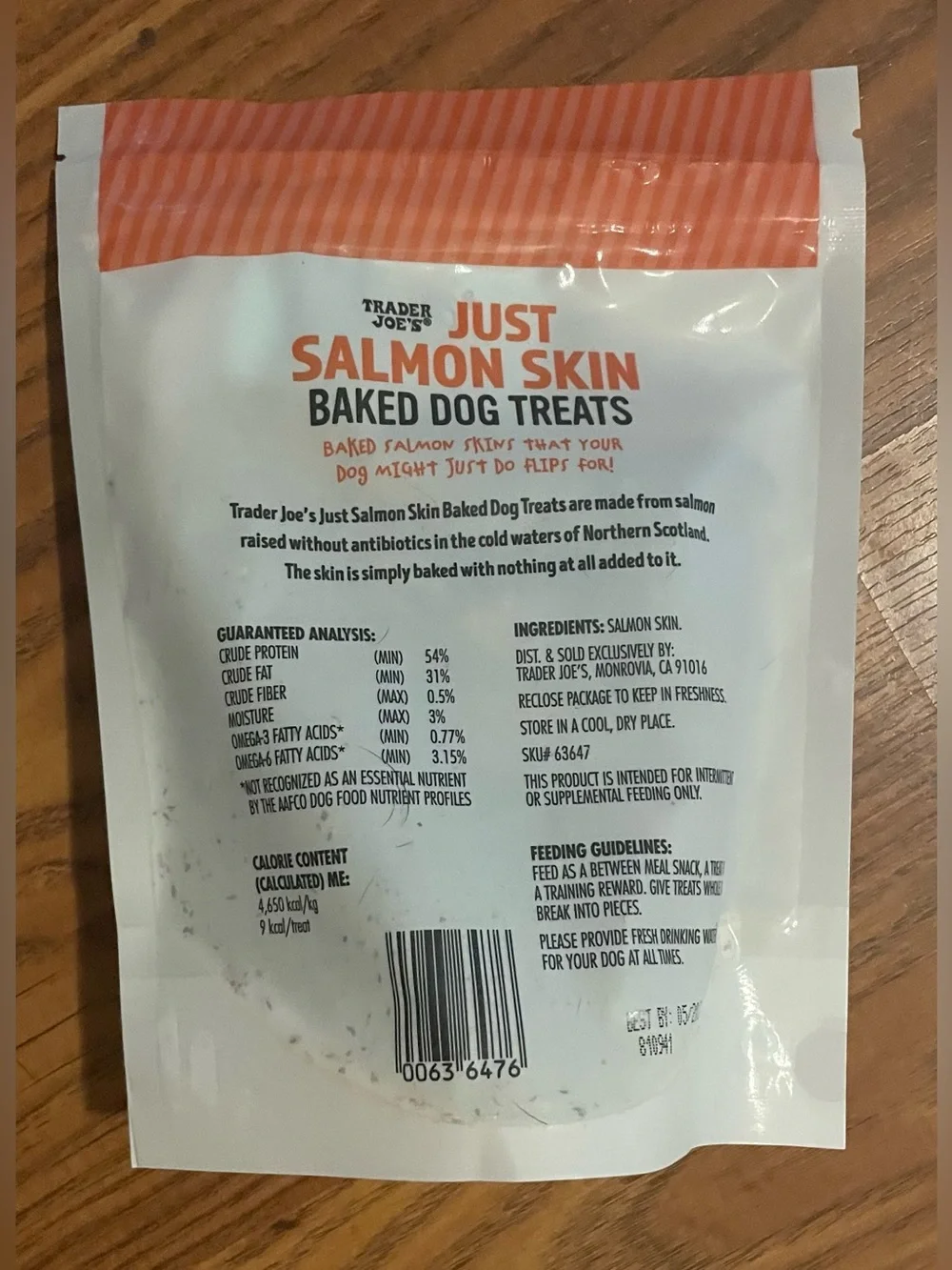 Trader Joe's Just Salmon Skin Baked Dog Treats 2 packages
